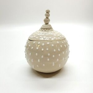 Kris Cravens Sugar Bowl Beige Handmade Ceramic‎ Bowl with Lid Eccentric Kitchen